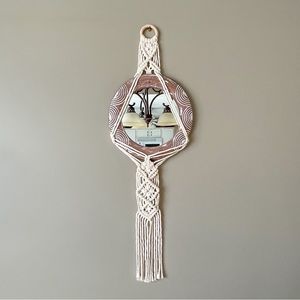 Macrame wall hanging mirror